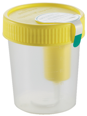 Container Beaker Urine Specimen Container with Integrated Transfer Device 100 mL (3.4 oz.) Screw Cap Unprinted Sterile by Greiner Bio-One  ID 724310